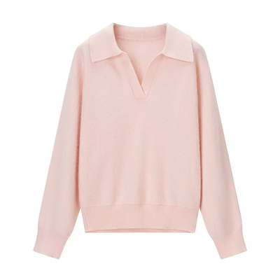 夏莫卡POLO领兔毛绵羊毛拉毛毛衣