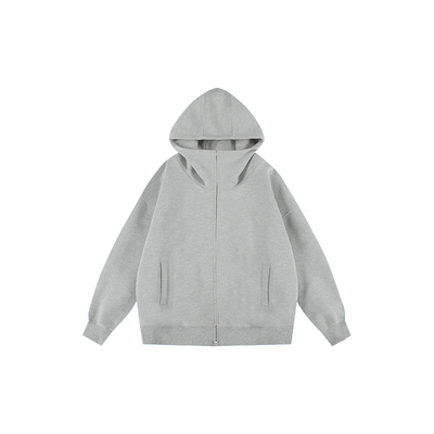 sameuoo散养文化廓形空气层灰色连帽卫衣秋冬季中性风外套女