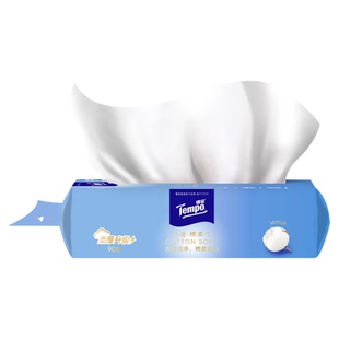 Tempo得宝洗脸巾棉柔巾90抽1包洗脸巾一次性抽取式干湿两用便携式