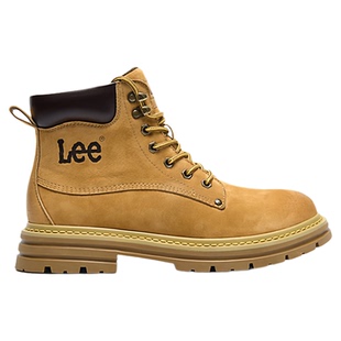 Lee男鞋厚底马丁靴2025冬季新款加绒靴子保暖真皮工装鞋女大黄靴