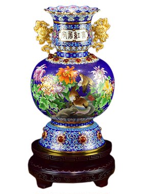 北京景泰蓝大花瓶客厅摆件收藏品