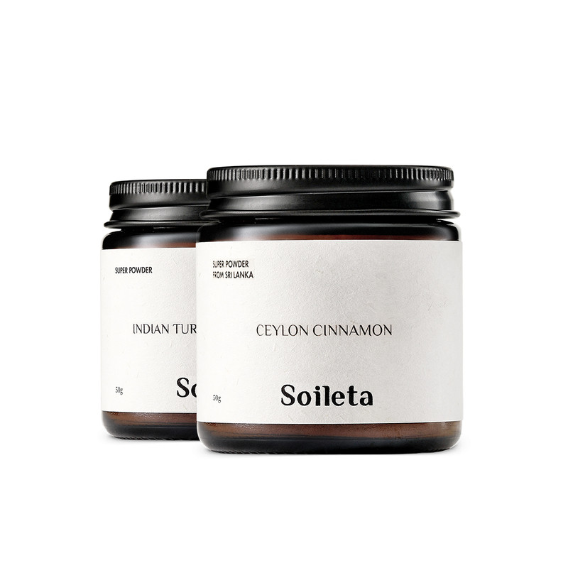Soileta黄金奶套餐印度姜黄粉50g+有机锡兰肉桂粉50g冲饮调料烘焙