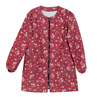 长袖棉布罩衣女新款透气防污耐脏厨房家用大人围裙外套工作服圆领