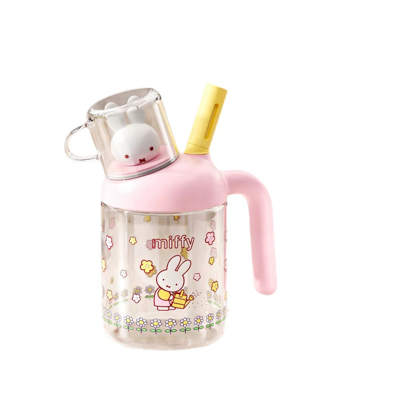 MIFFY米菲吸管玻璃杯大容量办公室水杯茶水分离女高颜值喝水杯子