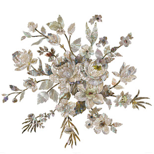 客厅卫生间新中式竹荷花螺钿贝壳贴纸柜子装饰画复古家具水移画