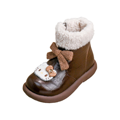 KT猫女童棉鞋加绒保暖雪地靴软底
