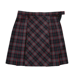 中牌制服馆 JK制服格裙红色毛料百褶裙学生校供感箱褶裙半身裙