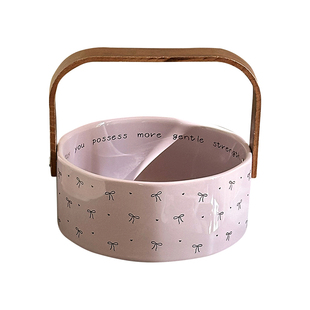 新年干果盘高级感零食水果篮家用客厅茶几陶瓷手提篮伴手礼送女生