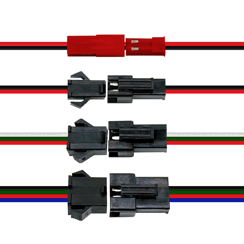2812幻彩灯条SM2/3Pin连接器LED卡扣式RGB七彩灯带4PIN排针线接头