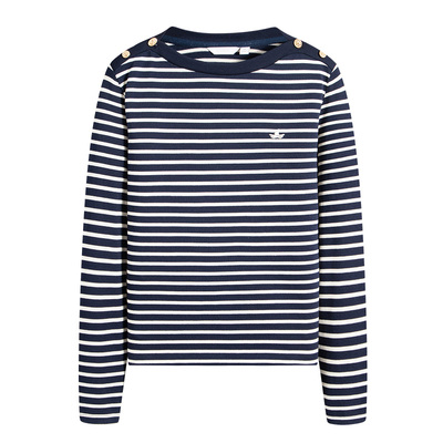 Navigare意大利小帆船休闲圆领长袖T恤女士纯棉正肩条纹体恤上衣