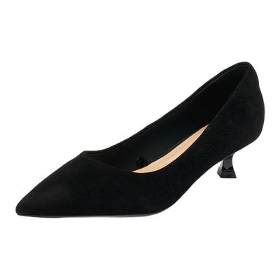 浅口尖头中跟女鞋小猫跟气质单鞋