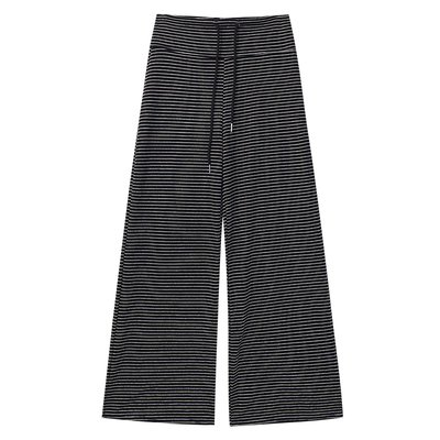 慵懒风两穿条纹抽绳休闲裤女秋季2025新款宽松显瘦时尚拖地长裤子