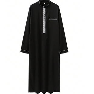 中东迪拜阿联酋长袍礼拜服摩洛哥衬衫袍子男袍Muslim Thobe Robe