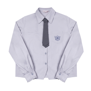 樱花家族原创jk衬衫【小沥高】校供感灰蓝色日系学院风制服长袖女