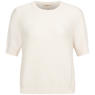 【吴宣仪同款】宝姿PORTSPURE女装秋冬百搭软糯舒适短袖毛针织衫