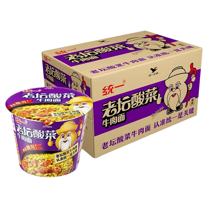 统一方便面红烧牛肉面酸辣豆角红油香辣面香菇炖鸡泡面整箱速食