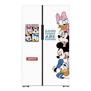 米奇米妮双开门冰箱贴纸高级感遮丑卡通改色自粘装饰贴画法式四门