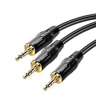 3.5公转2个3.5公音箱线 二进一出3.5一分二音频线 手机音源共享线