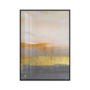 轻奢挂画入室进户门玄关装饰画走廊过道客厅楼梯间真金箔竖版壁画
