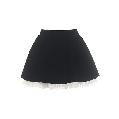 wanatry花边少女感丝绒蓬蓬裙女