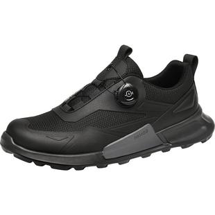 金猴男鞋舒适网面黑色缓震快返旋钮扣轻便软底透气户外徒步跑步鞋