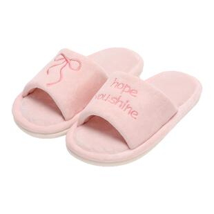 名创优品秋冬一字棉拖鞋女室内居家软底防滑轻便字母卧室地板拖鞋