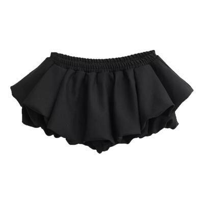 高腰辣妹复古花苞蓬蓬半身裙裤女