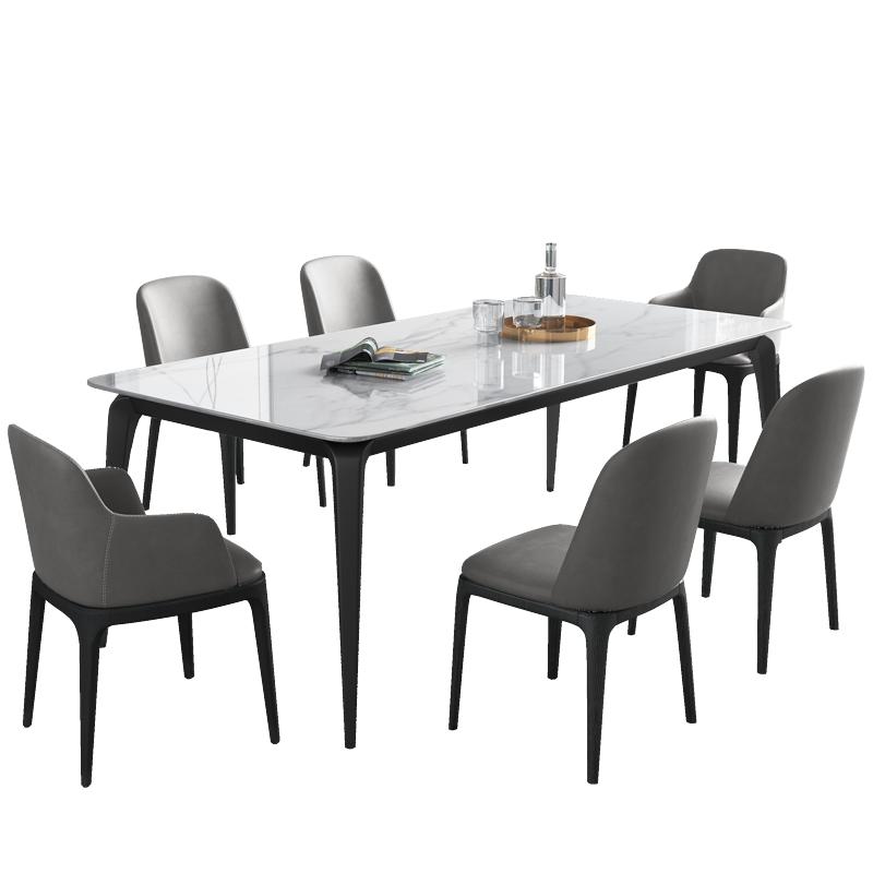宜洛北欧岩板餐桌椅组合长方形轻奢餐桌简约现代小户型家用饭桌