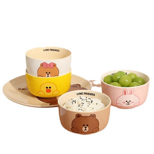 儿童吃米饭个人专用碗卡通陶瓷餐具家用汤碗面碗新款高颜值小餐具