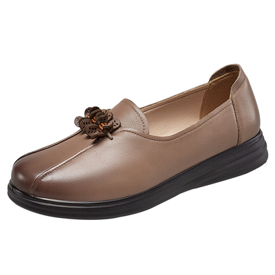 意尔康真皮妈妈鞋春秋季中老年舒适不累脚洋气奶奶鞋单鞋女士皮鞋