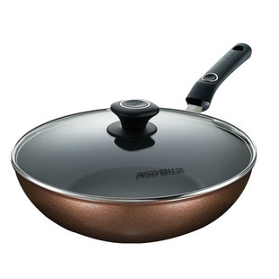 爱仕达炒锅不粘锅30/32/34cm无油烟电磁炉燃气通用平底炒菜锅包邮