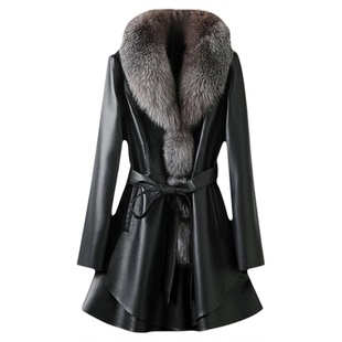 野兽小姐cc皮草毛毛外套禾哲万年七代真羊皮大衣黑色环保仿欧裳雅