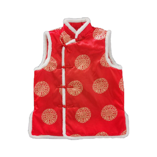 男款2025新款马甲冬季加棉保暖酒店茶楼店员服中式新年圣诞表演服