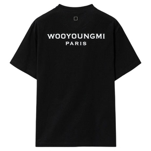 新品WOOYOUNGMI25秋冬男士潮流时尚通勤日常舒适LOGO款短袖T恤