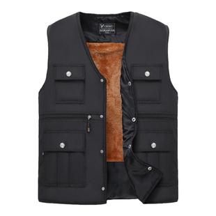 男士马甲中老年男装加厚加绒背心春秋保暖厚马夹加棉绒马甲秋冬款