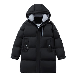 胖胖哥中长款撞色连帽棉衣男冬季羽绒棉服大码宽松保暖加厚棉袄潮