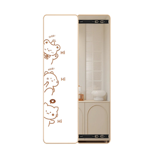 奶油风ins隐藏式全身镜家用挂墙隐形穿衣镜入户推拉暗藏隐藏镜子