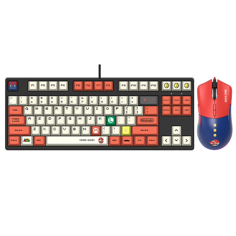 MK104键机械键盘青轴茶轴马里奥游戏家用办公有线电脑笔记本MAC
