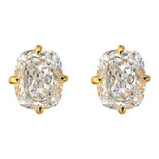 轻奢简约大气雷迪恩碎冰切925银耳钉镶嵌高碳钻肥长方气质百搭女