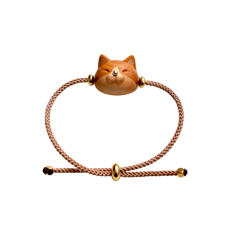 可爱小猫咪手链檀木手绳手工制作原创设计森系创意可调节男女可戴