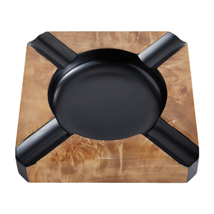 意式轻奢别墅会客厅茶几桌面木皮花纹雪茄烟灰缸装饰品高级感摆件