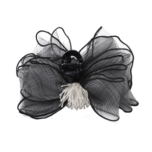 《银羽流光》网纱发夹抓夹女小众设计感法式复古2026新款发饰轻奢