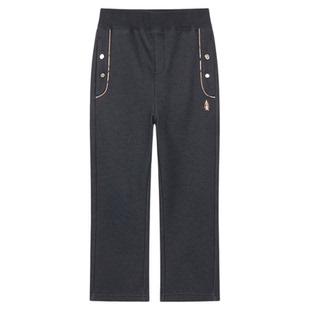 暇步士童装女童加绒长裤25秋冬新品大童休闲运动裤儿童一体绒裤子