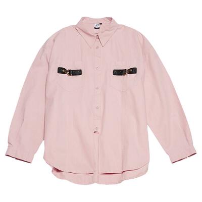 STILLYOU帅气长袖双口袋皮袢衬衫