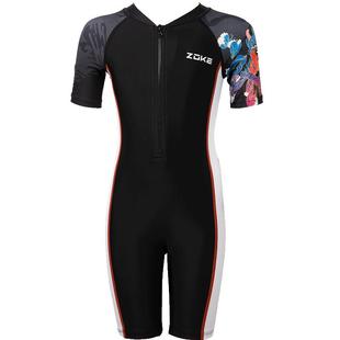 洲克儿童泳衣男童训练游泳衣zoke男孩泳裤大童青少年专业防晒泳装