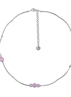 粉色仿猫眼石简约冷淡风项链