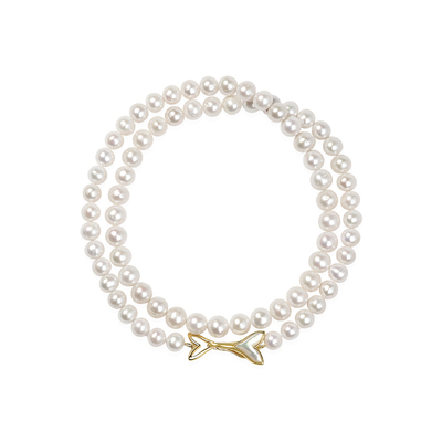 京润珍珠鲸尾扣淡水珍珠全珠项链