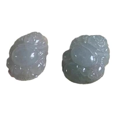 缅甸天然翡翠白色小佛公随形挂件