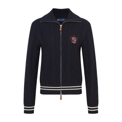 POLOWALK女式长袖针织衫2025秋季新品翻领开衫绞花纹理简约外套