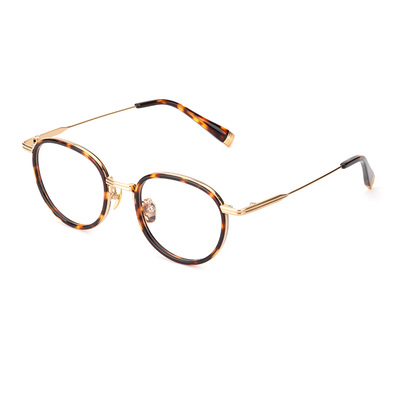 KJ20复古玳瑁圆框眼镜架男女防蓝光超轻纯钛板材时尚百搭镜框